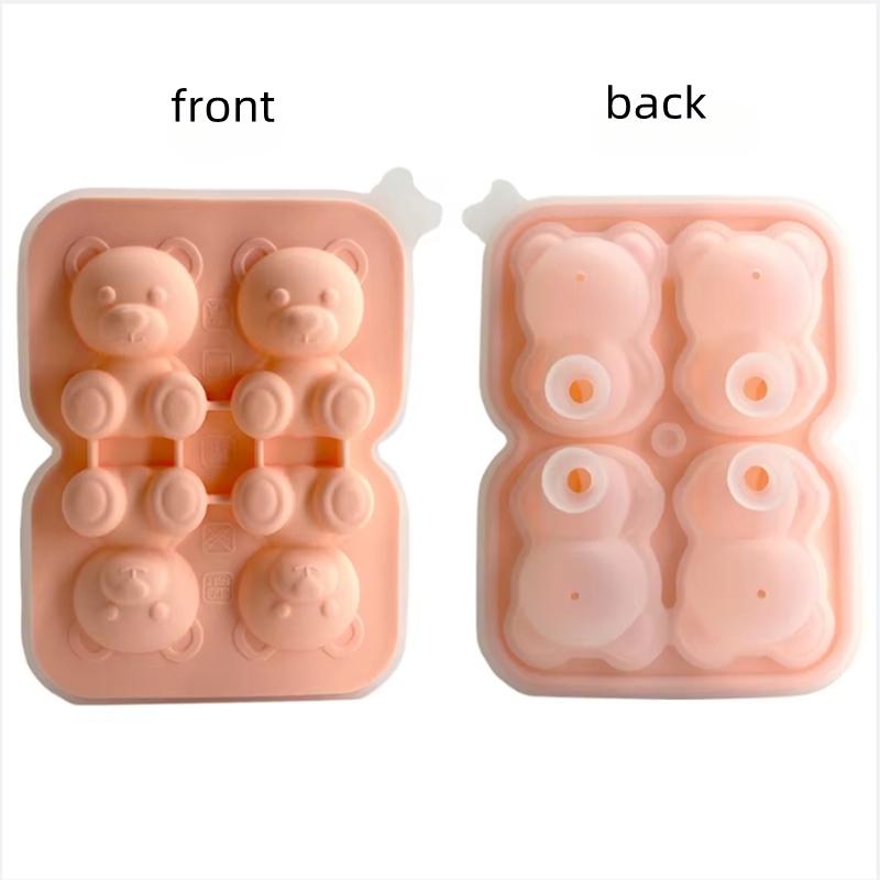 Cute Teddy Bear Ice Cube Making Mold Splash-proof And Easy To Fall Off, For Refrigerator With Container, Cute Bear Ice Cube Tray