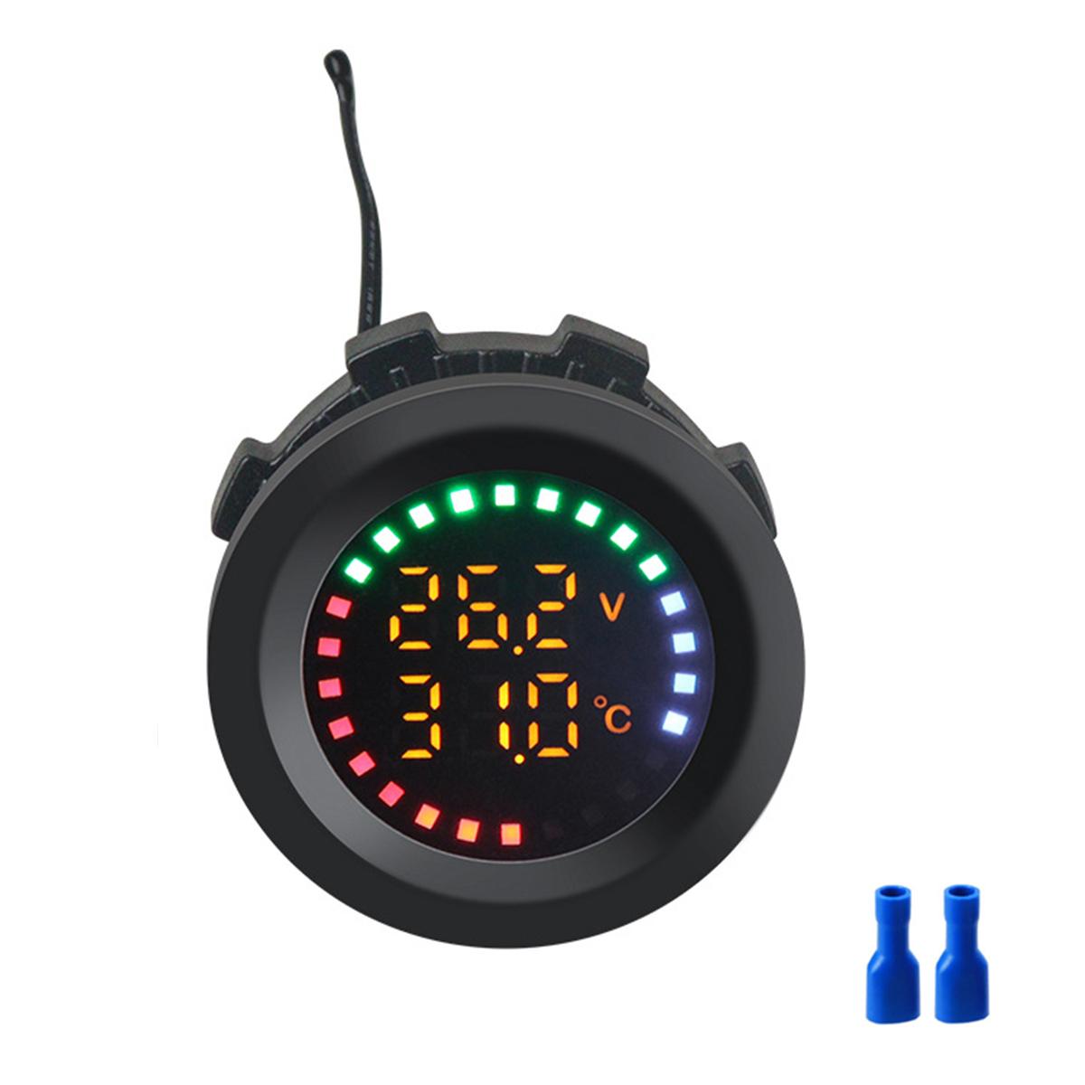 

Автомобильный вольтметр с круглым цветным экраном 12-24 В, автоматический тест напряжения, двойной дисплей, цифровое измерение для автомобиля, мотоцикла, автофургона чёрный