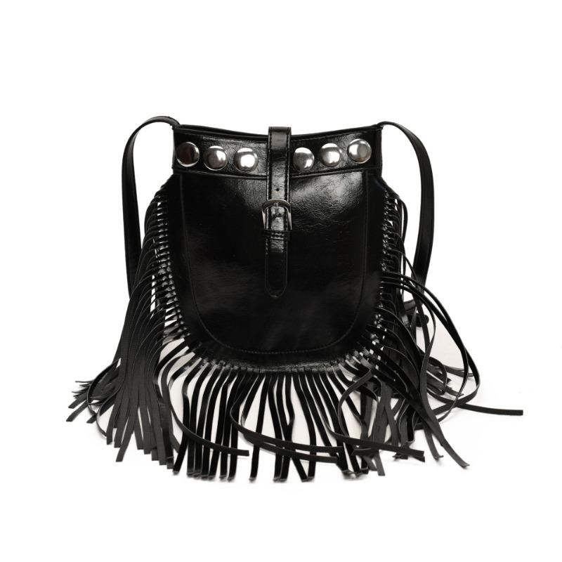 Bag women's spring and summer new fashion retro shoulder oblique span bag bucket bag fringed bag