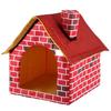 Red House Shaped Pet Nest Available All Seasons Cat and Dog Nest Villas Removable and Washable Red Brick Pet Nest