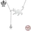 Avle Korean 925 Sterling Silver Naughty Kitten Diamond Necklace YSCN232