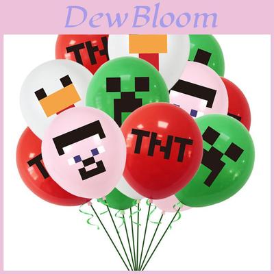 Minecraft Themed 12in Latex Balloons With Cartoon Print For Birthday Party Decorations Set Of 20