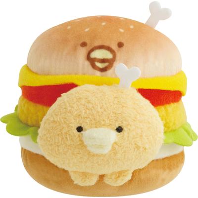 San-X Chikip Dancers Burger Plüschtier Knochen Huhn (Hähnchen-Tomaten-Burger) MO54501