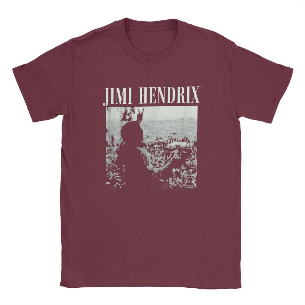 Jimi Męskie Koszulki Rock Hendrixs Na Żywo Na Woodstocku Vintage Gitara Piosenkarz T-Shirty Krótki Rękaw Okrągły Dekolt Koszulki Bawełna Duży Rozmiar Top