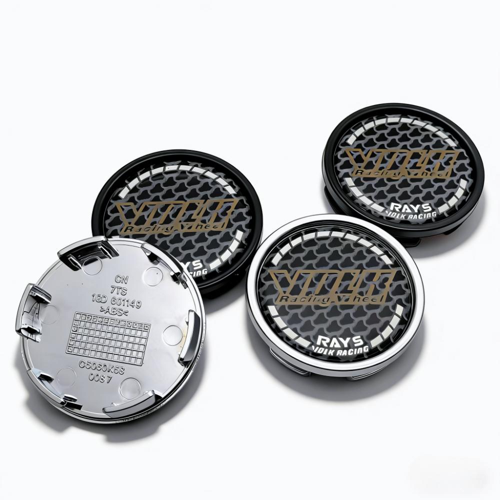 4pcs 58mm 53mm Volk Rays Logo Emblem Car Wheel Center Caps Wheel Hubcap Rim Center Dust Cover Carbon Fibre Badge Hub Accessories