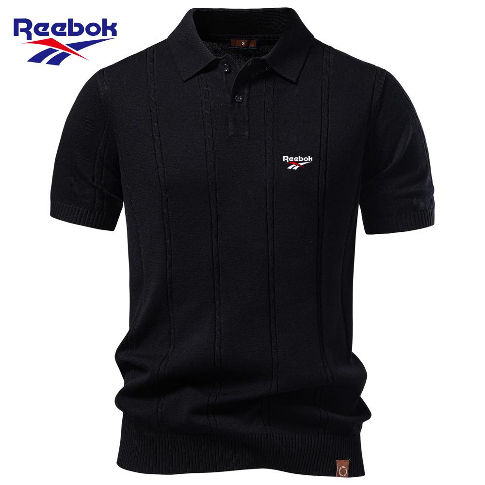 Reebok 2026 Summer New Style Embroidered Men s Business Casual Woolen POLO Shirt Twisted Flower Ice-cool Silk Short-sleeved T-shirt for Men S чёрный