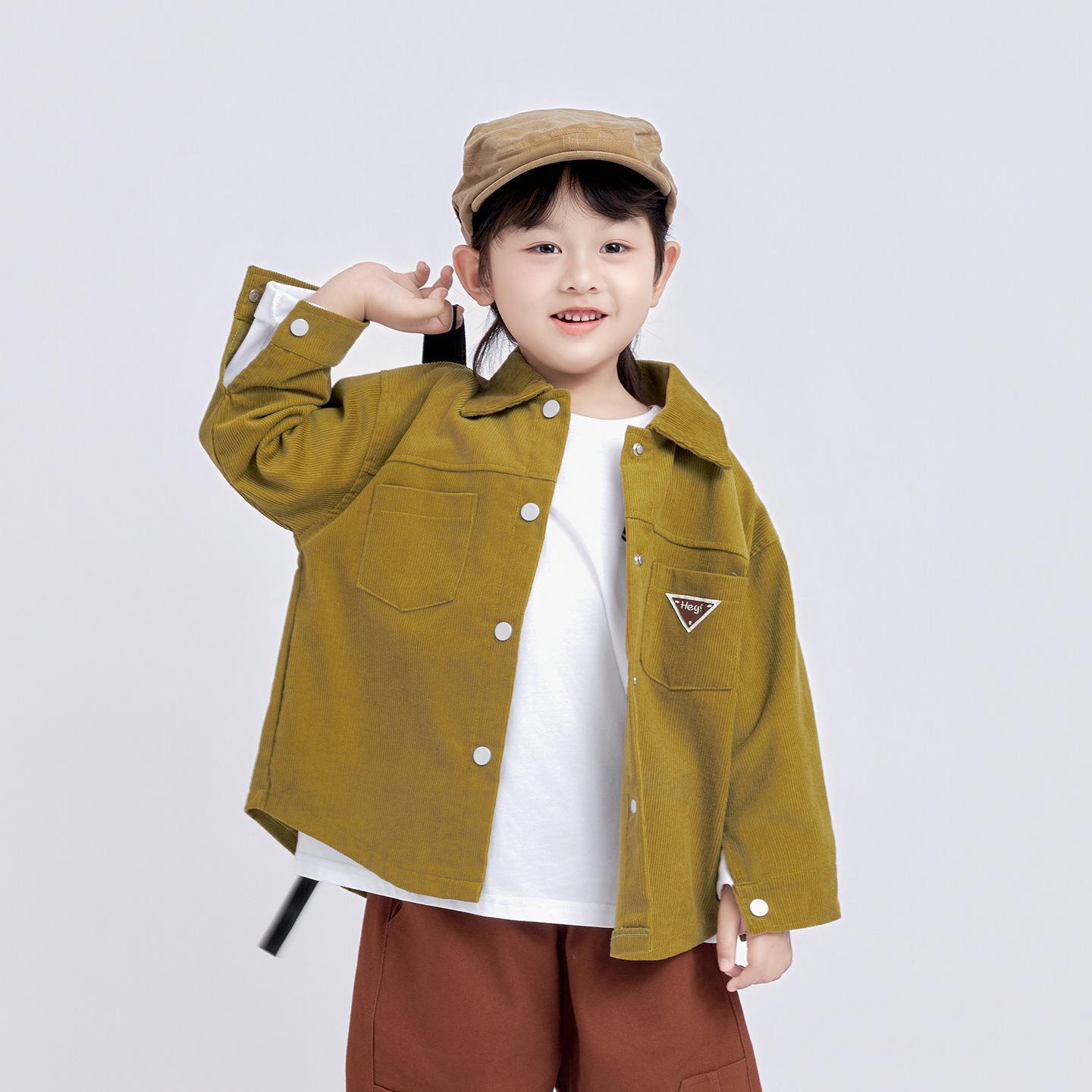 

Бавовняна кардиган-сорочка для хлопчиків, Мода Весна/Осінь 2025 для старших дітей, Однотонний піджак з лацканами. 170