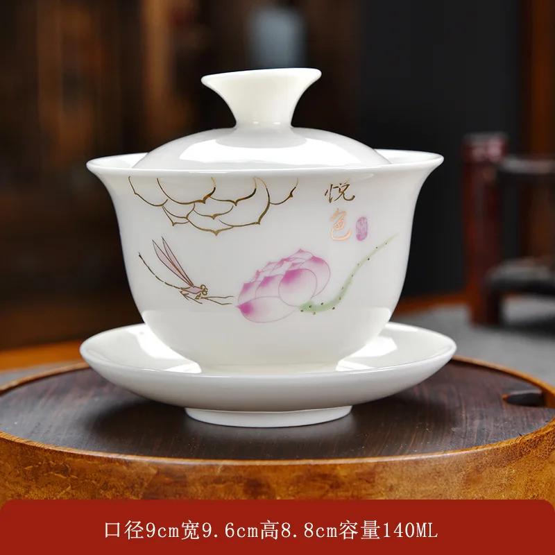 Ceramic Tea Tureen Lid Bowl Saucer Handmade Teaware Chinese Home Decor Kung Fu Porcelanas Tea Cup Sancai Gaiwan Tea Cups