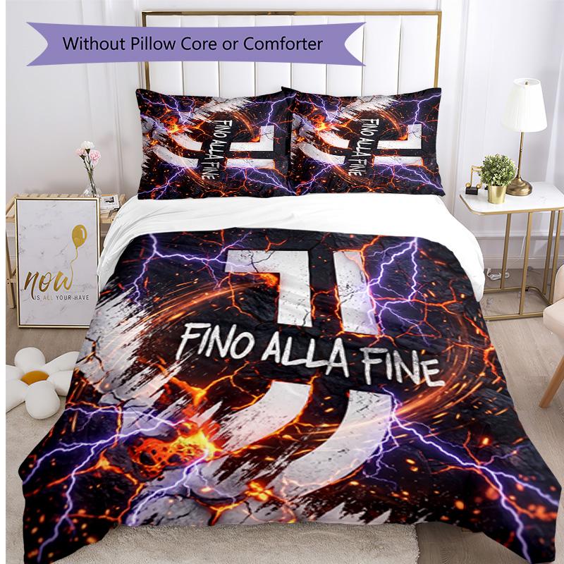 Juventus FC Pattern Printed 3PCS Bedding Set Soft Skin-Friendly Washable Duvet Cover & Pillowcases Set All Season Bedroom