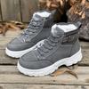 Fashion Fashion Women Warm Boots Mid Heels Shoes Winter Students Flat Boots Walking Pure Color Lace-up Boots Shoes Casual Sports Shoes