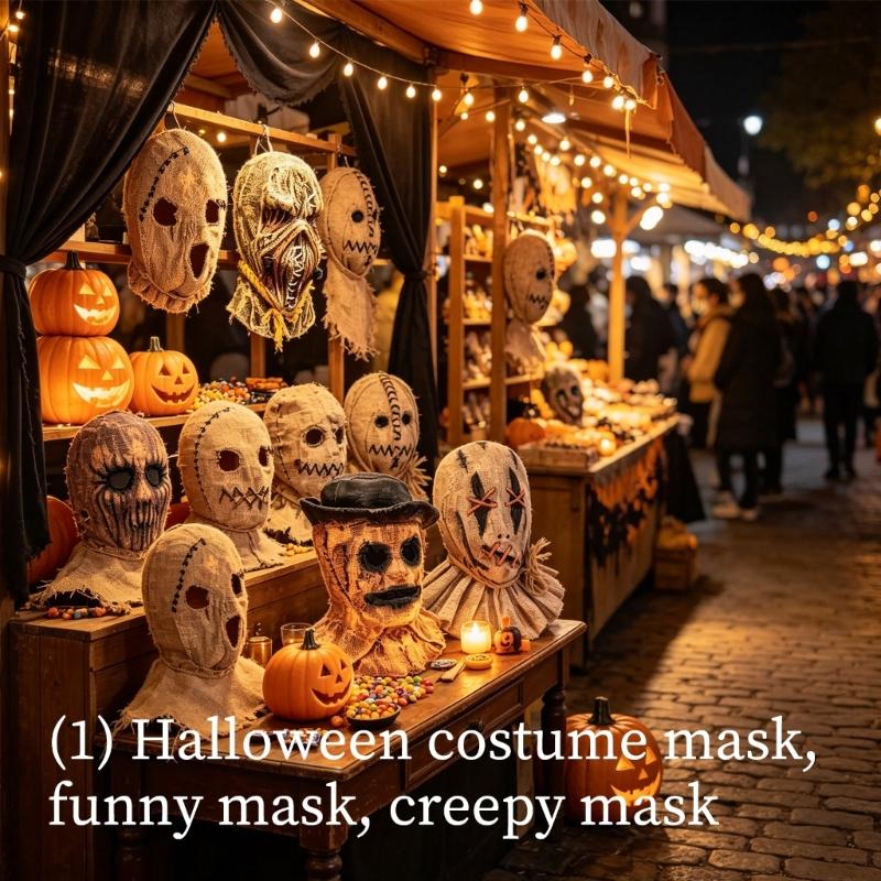 Party Costume Full Head Mask for Holiday Gatherings, Burlap-Look Horror Style for Pranks, Stage Scenes and Photos