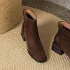 Vintage Chelsea Boots Women's Suede 2025 New Thick Heel Small Short Boots Rear Zipper Matte Splicing Single Boots