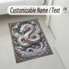 Dragon Phoenix Theme Crystal Velvet Rug Personalized Custom Name Text Soft Floor Mat Home Decor