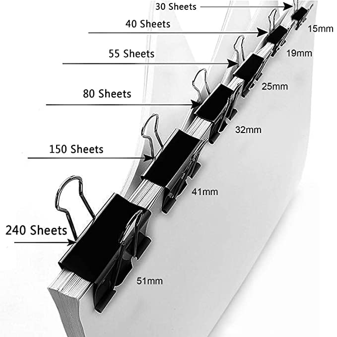 Bambalio Binder Clips 15Mm Black Set Of 72 Pieces 15 чёрный