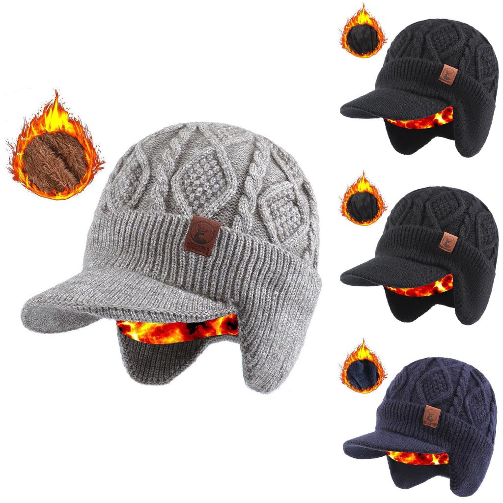 Winter Wool Cap With Textured Design For Men Women Thickened Warmth And Breathability