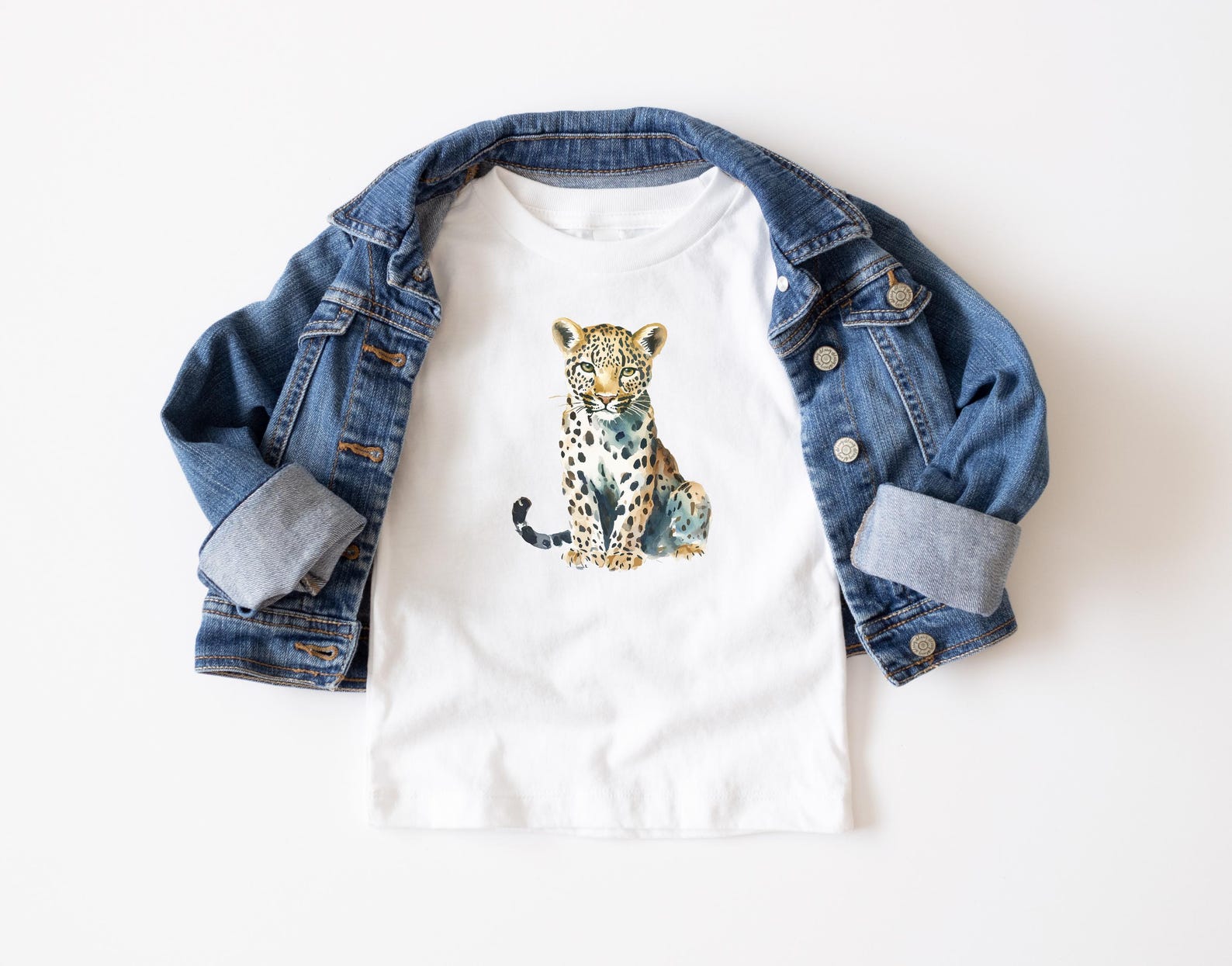 Organic Cotton Leopard Kids T-Shirt – Hand-Drawn Graphic Tee 100
