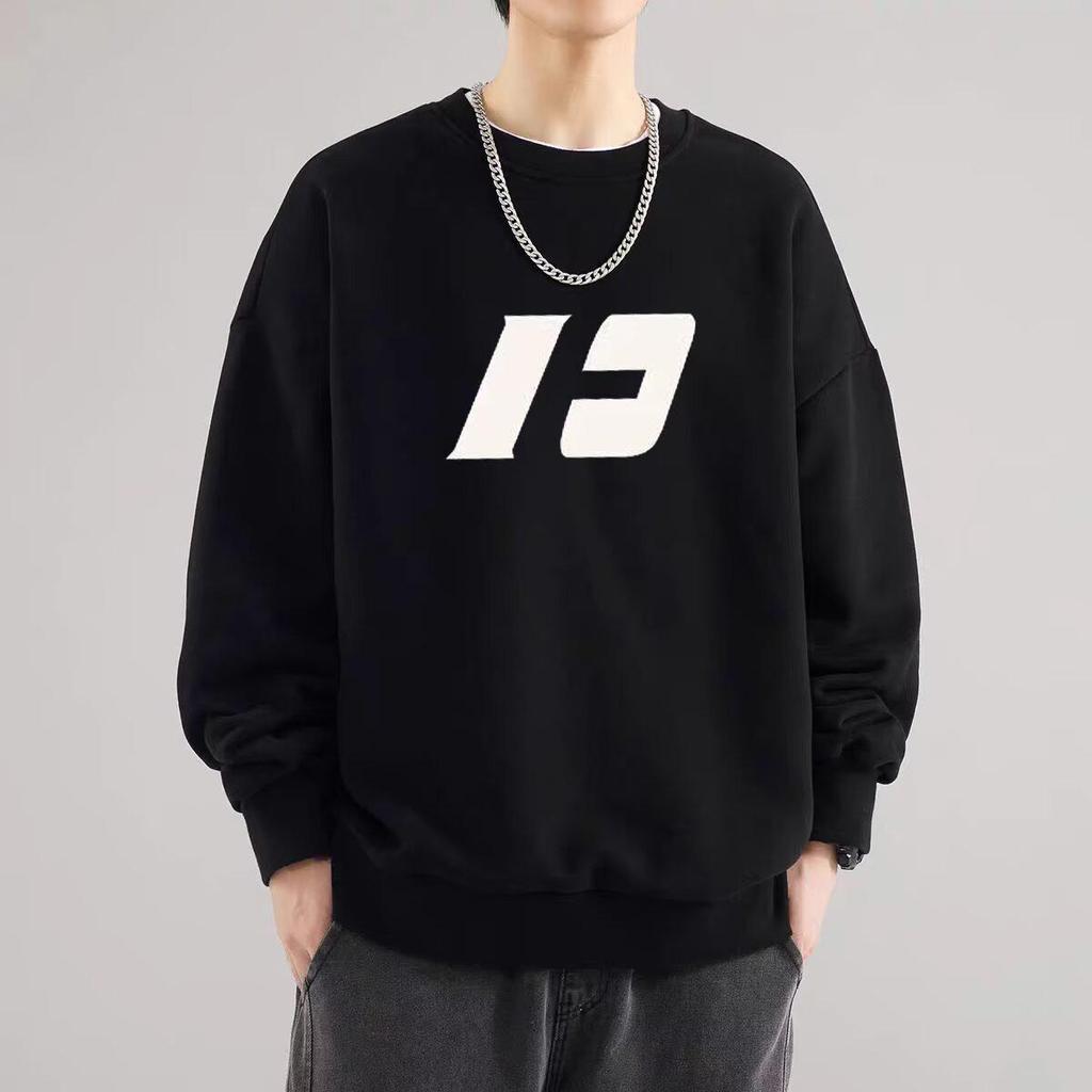 Men's Korean Style Letter Print Hoodie, Loose Fit, Plus Size, Lightweight, Long Sleeve, Perfect for Spring and Autumn.