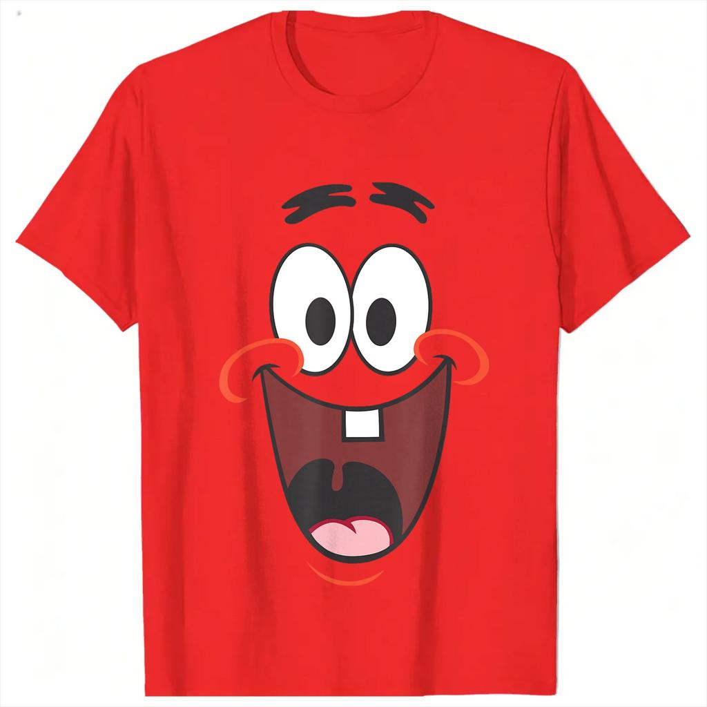 Spongebobs Patrick Big Face Smile T Shirt Harajuku TShirts Short Sleeves Y2K Funny Tops Summer Comfortable Plus Size Tees