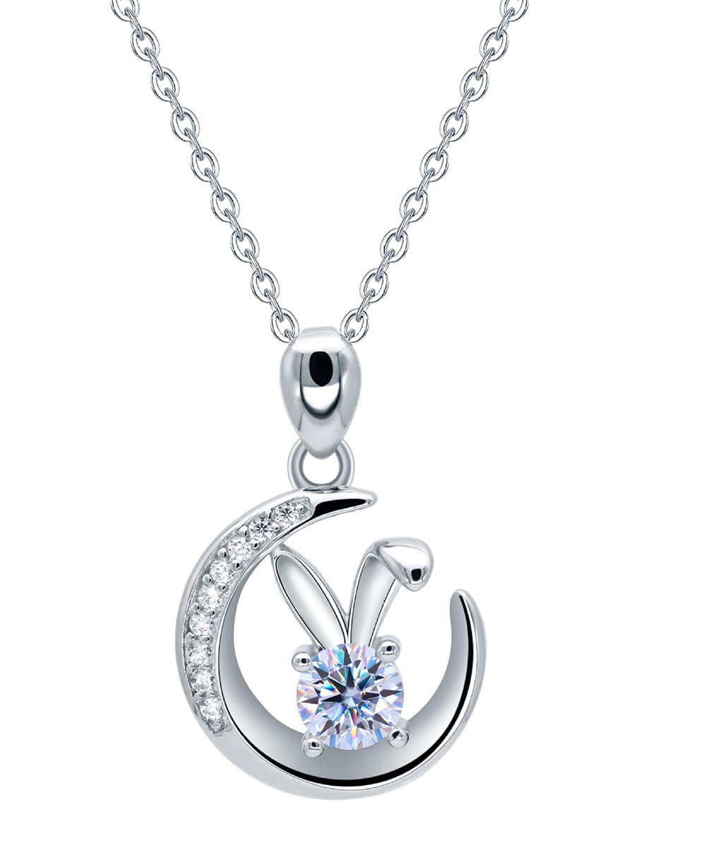 

Jewelry that shines brighter than Moissanite Necklace 925 Platinum Celebration Birthday Gift Bag with Case Rabbit Shaped [Angel s Closet] Necklace, срібний