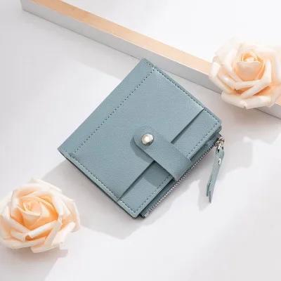 1 Pcs Pu Leather Purse Female Card Coin Holder Small Wallets Credit Cards Short Wallets Fashion Women's Wallet Zipper Pocket