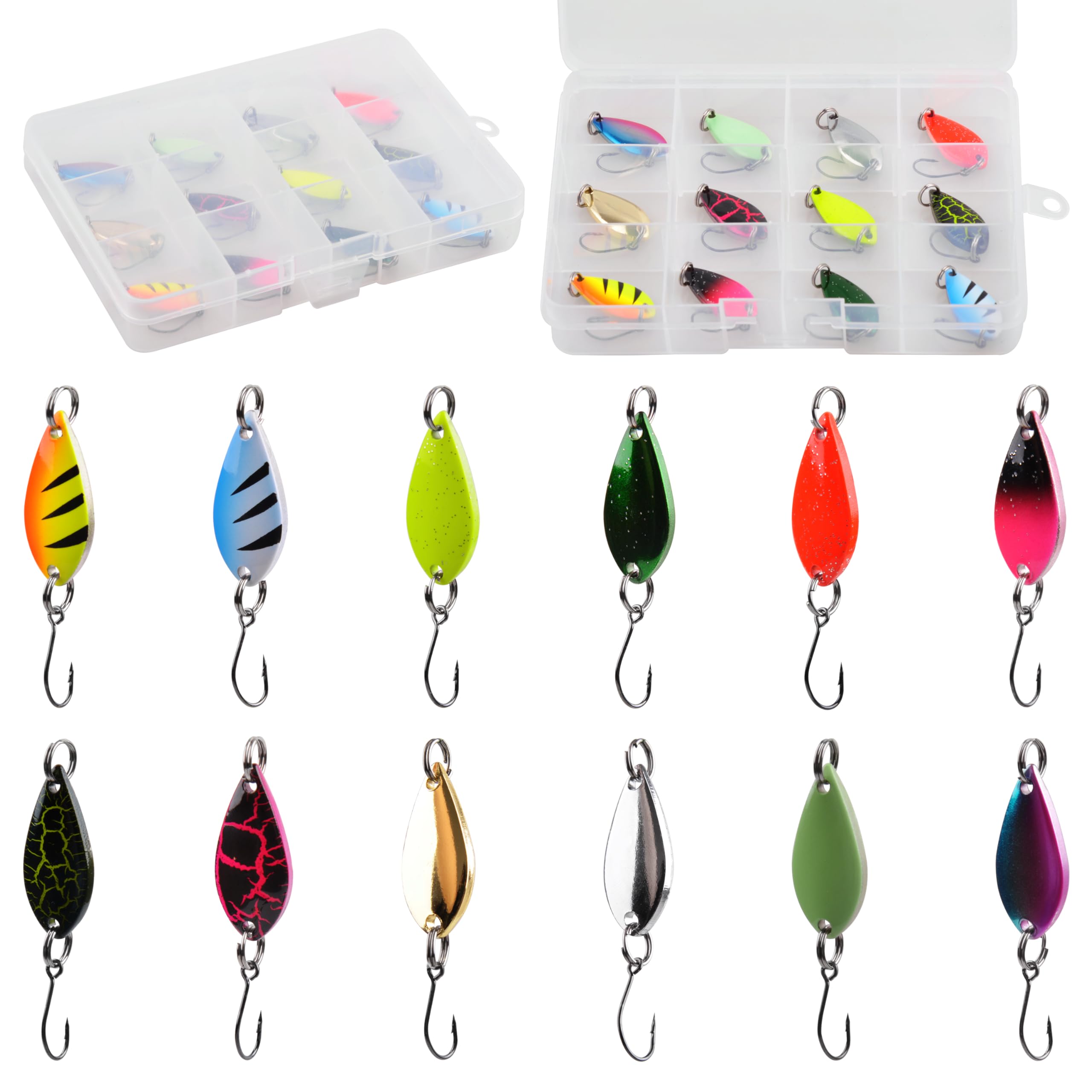 

Набор блесен-колебалок для ручьевой форели и ручьевой набор или набор с выбранными 5 г В наличии Рыбалка, Рыбалка, Рыбалка. 12 штук 24 цвета, (24 шт)