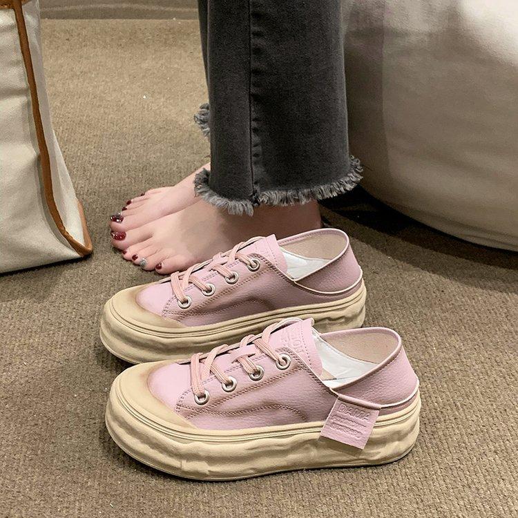 

Two-wear Small White Shoes Women s Spring New Round-toed Thick-soled One-piece All-match Casual Sneakers