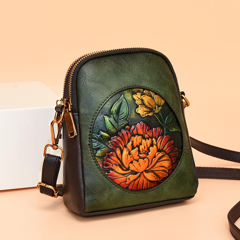 Chinese Ethnic Style Handbag for Women, Versatile and Casual, Suitable for Middle-aged and Elderly Mothers. One Shoulder Diagonal Cross Phone Bag