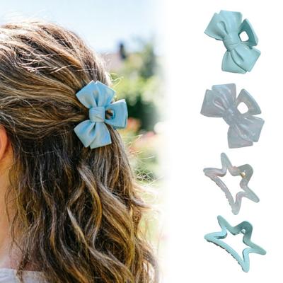 Hair Claw Transparent Jelly Color Bow Tie Star Design Shark Clip Back Head Large Hair Clip Hair Accessory