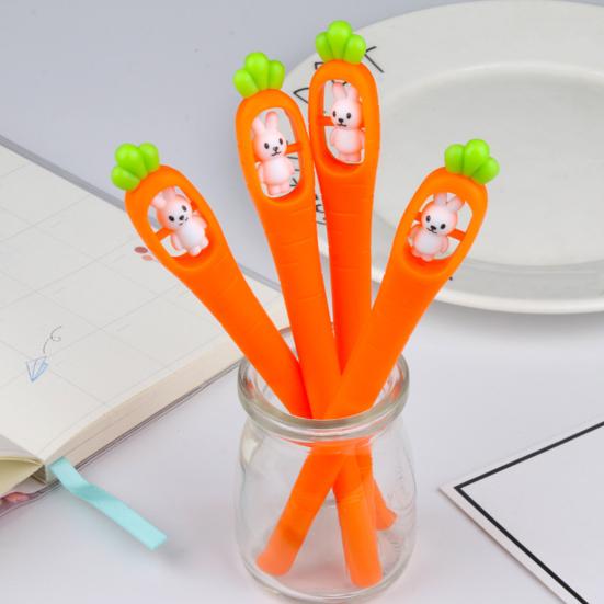 Süßer Hase Karottenform Gelstifte Glattes Schreiben Cartoon Tinte Stifte zum Notieren Und Für die Schule Lustige Tier Neuheit Stifte für Teenager Und Büro