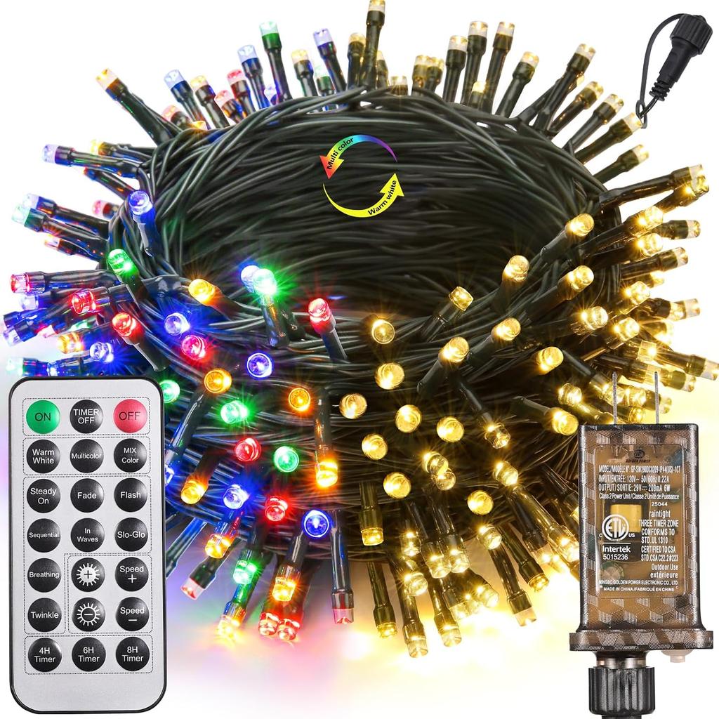 Joomer Color Changing Christmas Lights, 66FT 200 LED String Lights with Remote Timer Dimmable Connectable Fairy String Outdoor Waterproof for
