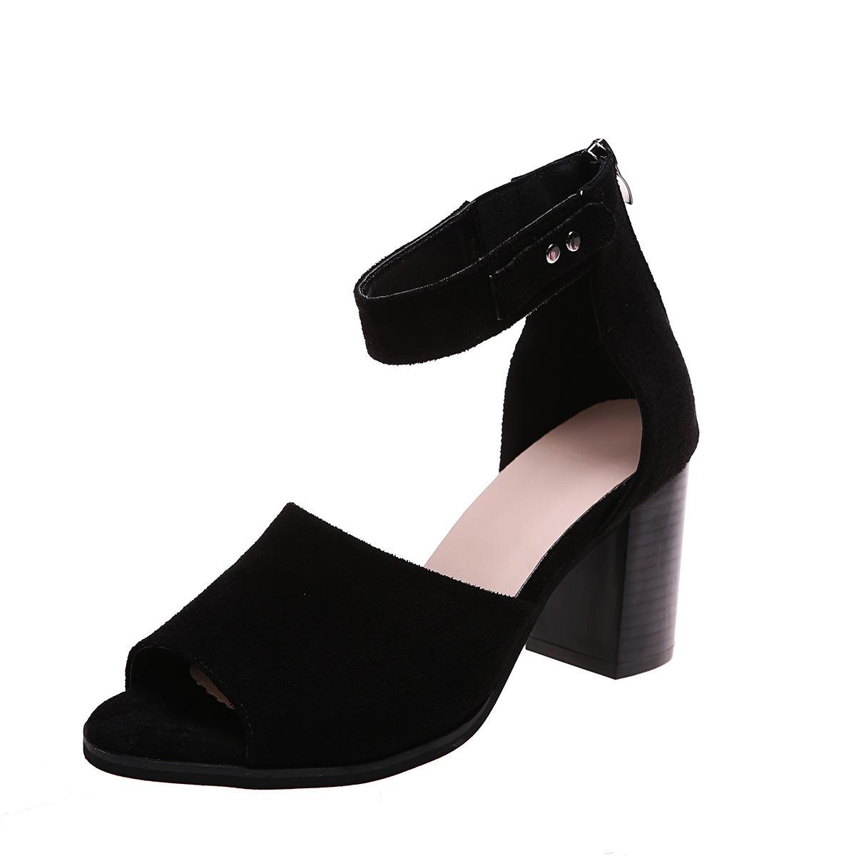 Summer 2022 Plus Size Peep-Toe Chunky Heel Women s Sandals 42