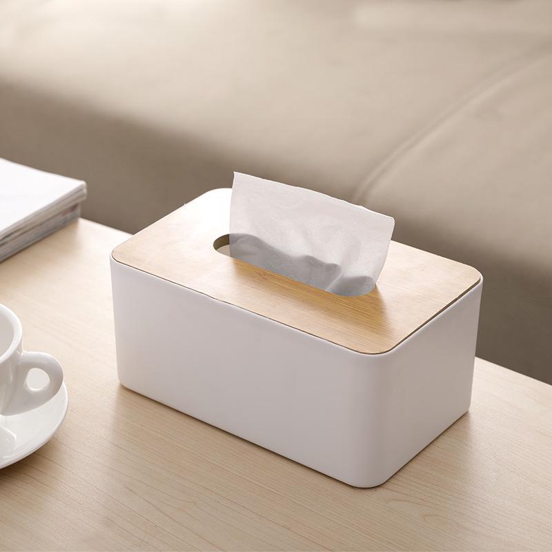Minimalist Wooden Lid Tissue and Remote Control Storage Box