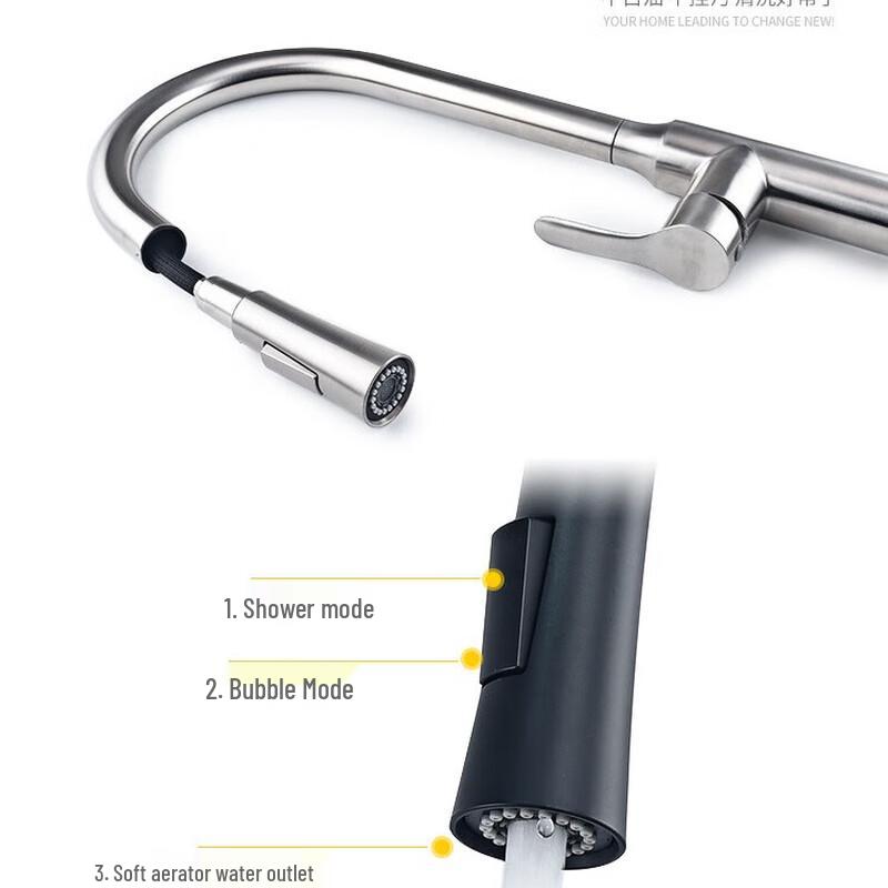 TLXT Black Pull-Out Kitchen Faucet