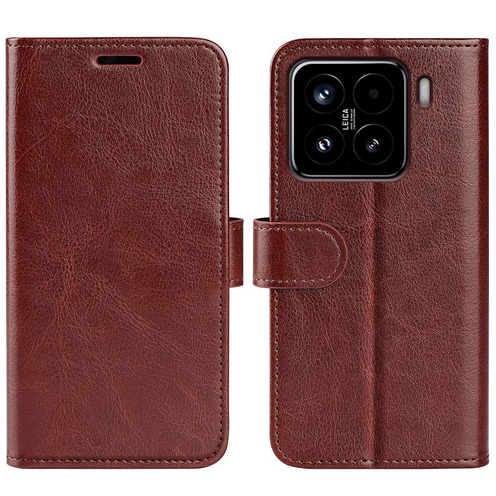 Etui Portfelowe do Xiaomi 15 Tekstura Crazy Horse Podstawka Skórzane Pokrowiec na Telefon