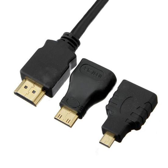 3 in 1 High Clarity High Speed HDMI-compatible to HDMI-compatible Cable + Micro HDMI-compatible Adaptor+ Mini HDMI-compatible Adapter