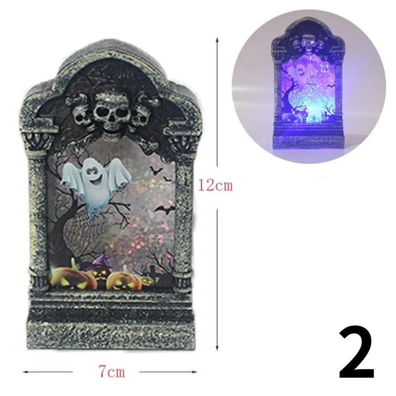 1PC Halloween Festival Tombstone Light LED Colorful Night Lamp Haunted House Bar Decoration Props