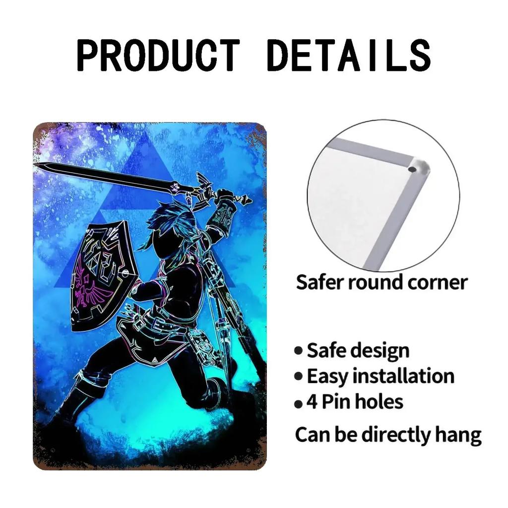 Zelda Story of The Hero Time Decor Poster Vintage Tin Metal Sign Decorative Plaque for Pub Bar Man Cave Club Wall Decoration