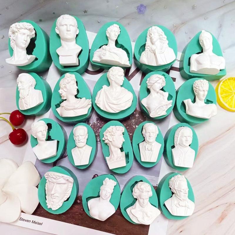 3D Portrait Sculpture Silicone Flexible Food Safe Mould Clay Resin Ceramics Candy Fondant Candy Chocolate Soap Mould