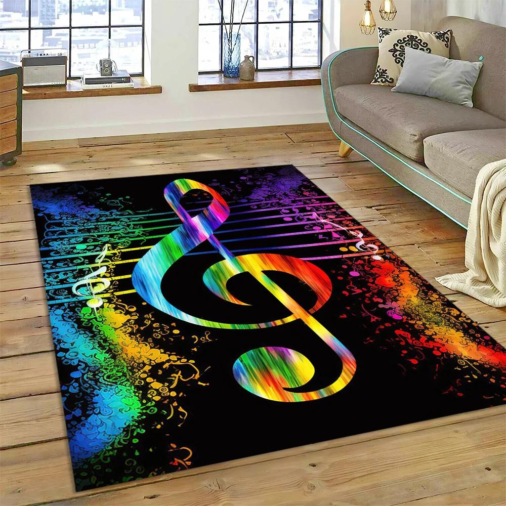 Nota musical colorida, partitura musical, desenho animado, tapete para casa, sala de estar, quarto, sofá, capacho, decoração, área infantil, tapete antiderrapante