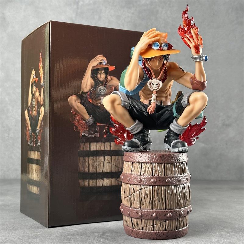 33CM Anime One Piece Portgas·D· Ace Figure KING OF ARTIST SPECIAL ver Squat Model Toys Doll Aciton Figure Replaceable Face Hand