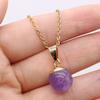 1pc Natural Stone Pendant Necklace Amethyst Pink Crystal Fashion Necklace Jewelry Gifts for Women Girls