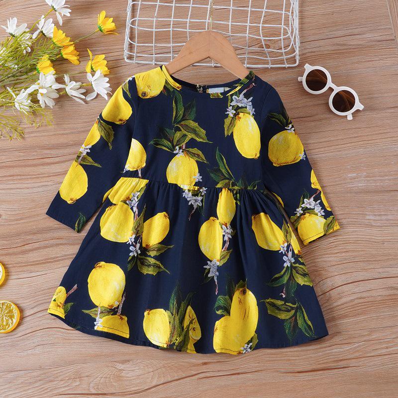 Korean Princess Long-Sleeve Floral Dress for Girls - Spring & Autumn Collection