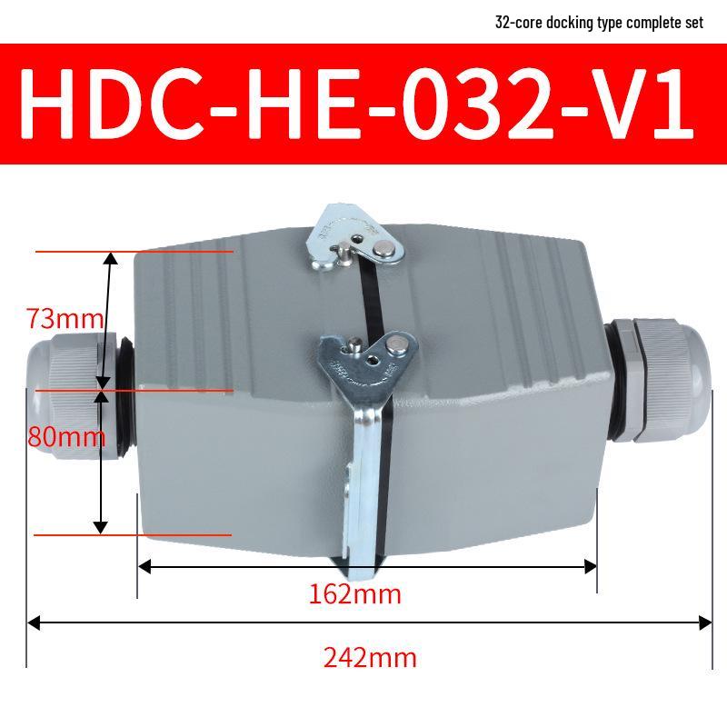 Heavy-Duty Rectangular Aviation Connector Plug & Socket: 6, 10, 16, 24, 32 Pin Options
