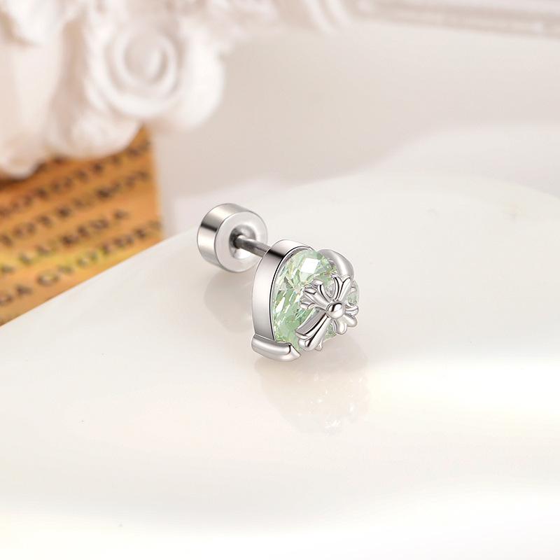 High-End Sweetheart Zirkonia Knorpelstecker für Damen - Doppelkopf-Schraubverschluss, Kreuzdesign