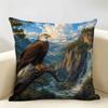 AMERICAN BALD EAGLE Wildlife Cushion Cover Durable Hypoallergenic Organic Linen Pillow Cover Short Size Washable Skin-Friendly