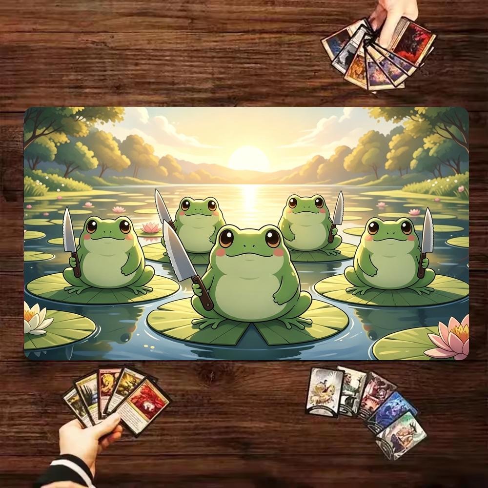 Frog Lotus Design TCG Playmat Magic Card Battle Mat 35X60CM Gathering Gaming Mats Tapete Magic Gaming Play Mat Card Desk Pads