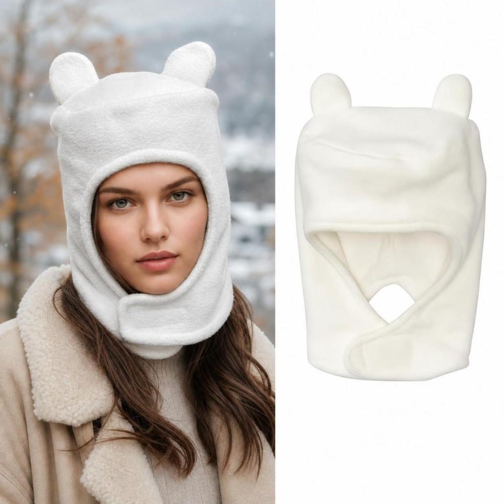 Thick Warm Balaclava Face Mask Windproof Hooded Scarf Stylish Bear Ears Balaclava  Cold Weather