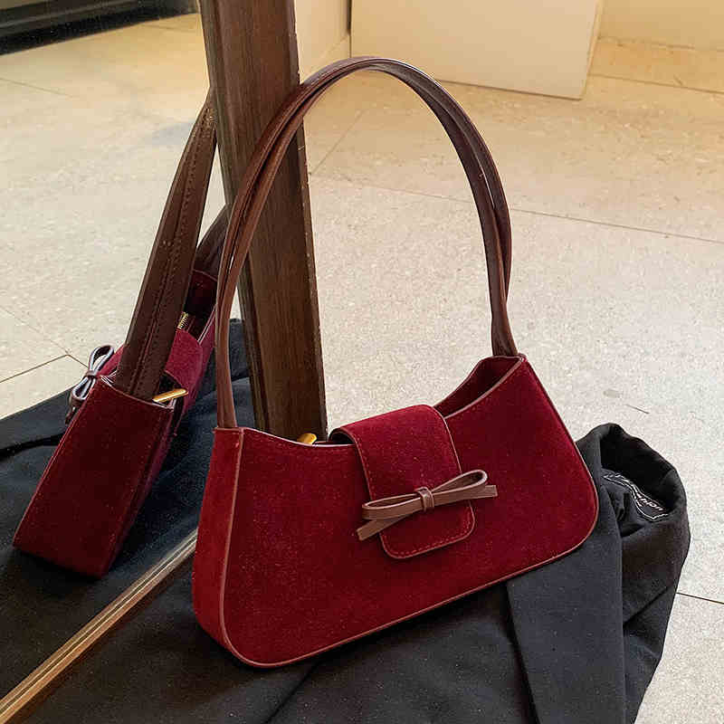 Сумка подмышкой из нубуковой кожи в стиле ретро для женщин — фото 4