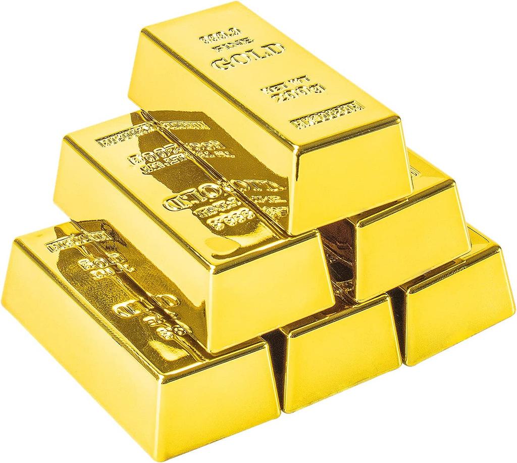 1/6 Stück Plastik Falsches Goldbarren Simulierter Goldener Ziegel Falscher Glitzernder Goldbarren Briefbeschwerer Türstopper Filmrequisite Neuheit Geschenk