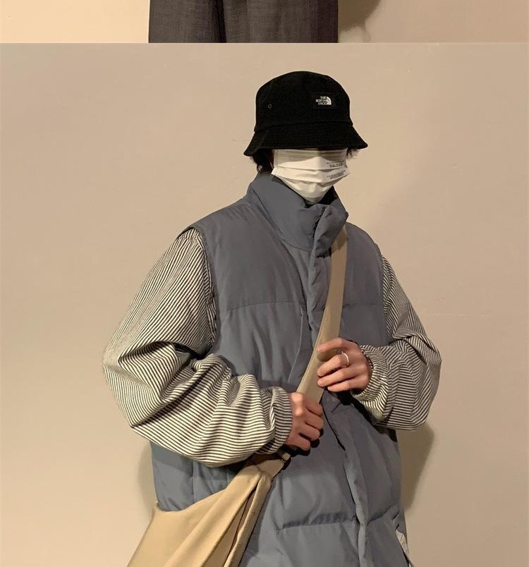 Men's Retro Hip Hop Cotton Down Vest - Warm Autumn/Winter American Style Jacket